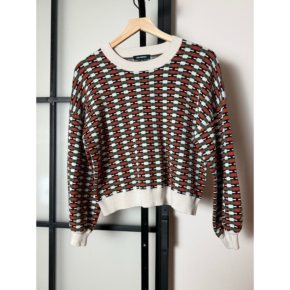 525 America Geometric Retro Print Sweater Size Small